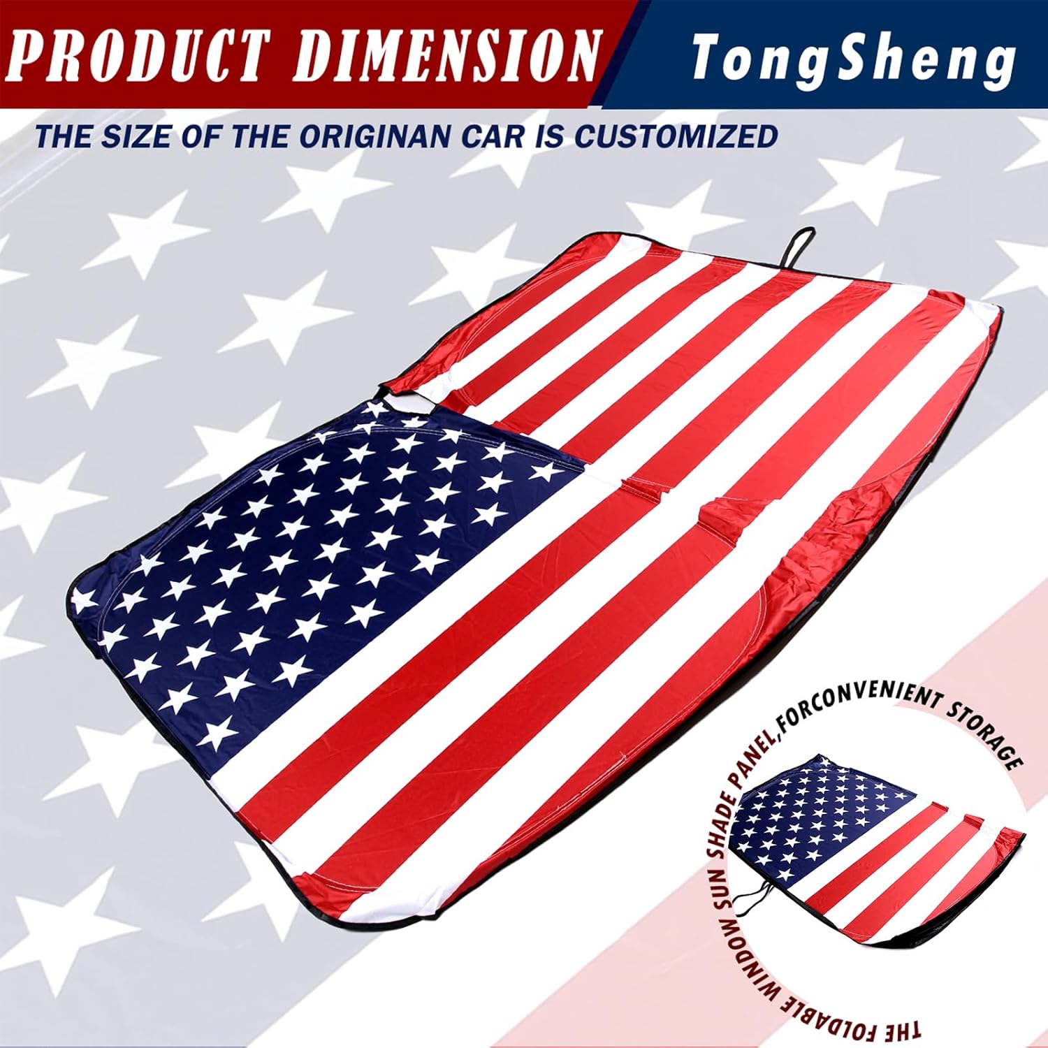 The Original Windshield Sun Shade Compatible with Tesla Model 3/Y/X/S Car Windshield Reflective Sunshade Protector Sun Shade Accessories (US Flag)