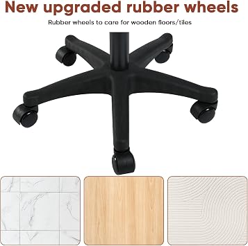Ergonomic Adjustable Under Desk Footrest,Ottoman with Wheels | 500lbs|360 swivel Silent PU casters|Thick 2.36 Seat| Rolling Stool with Wheels for Massage,Salon,Spa,Clinic,Office,Home
