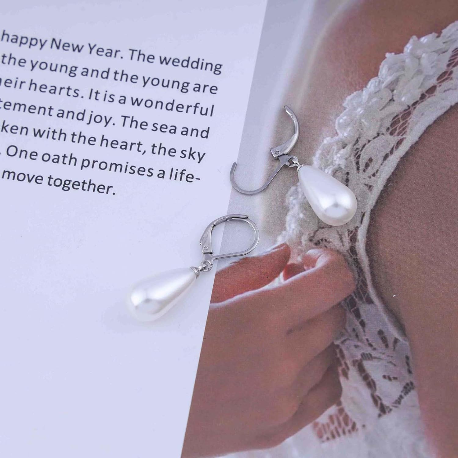 Andelaisi Boho Pearl Drop Earrings Silver Waterdrop Pearl Earrings Vintage Pearl Dangle Earrings Minimalist Pearl Earrings Jewelry for Women - Image 6