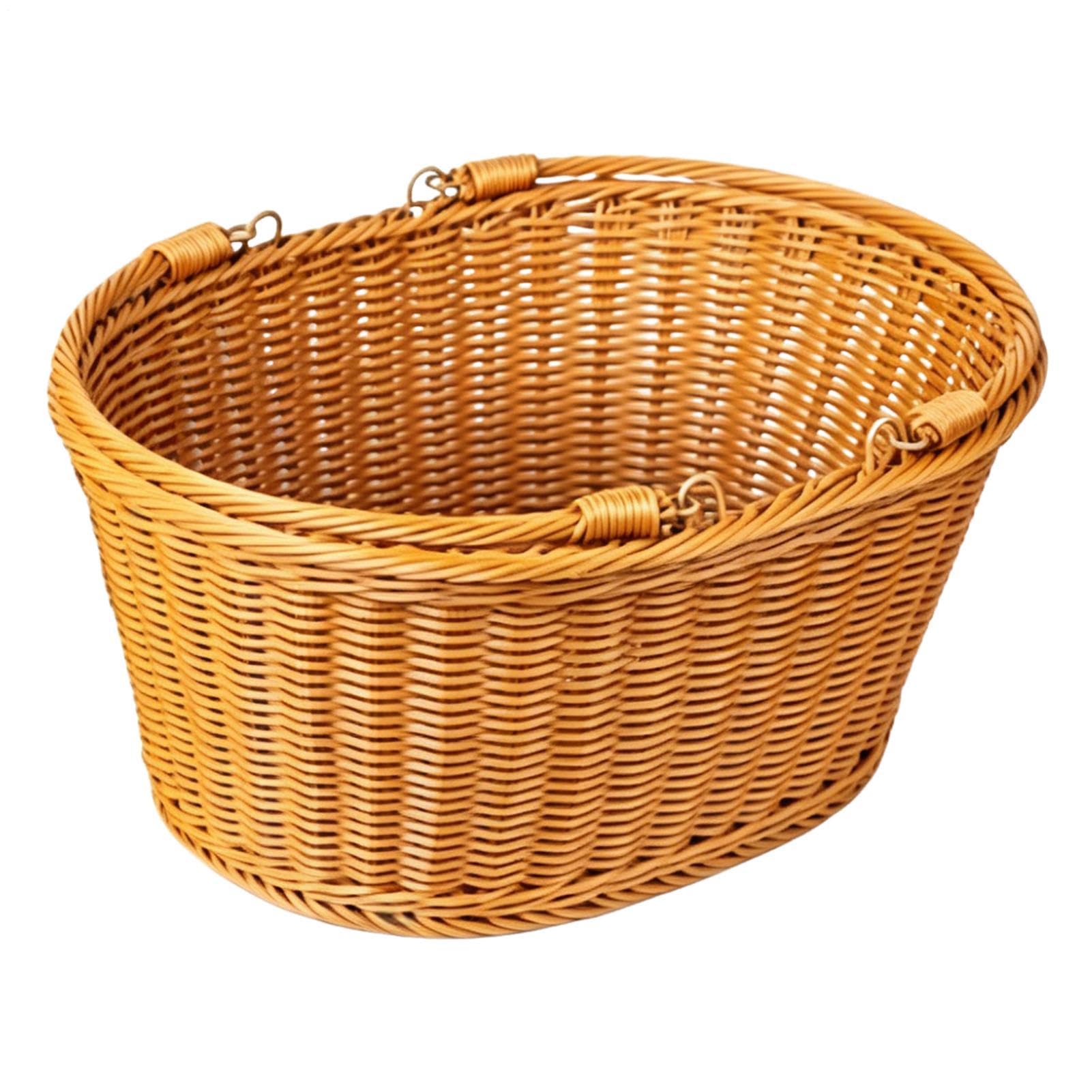 Cesto da Picnic con Manico - Raccolta E Conservazione Della Frutta - Cestino Vuoto per Pane - Per Campeggio, Picnic, Spesa, Giardino, Cortile, Prato, Gite In Auto, Casa