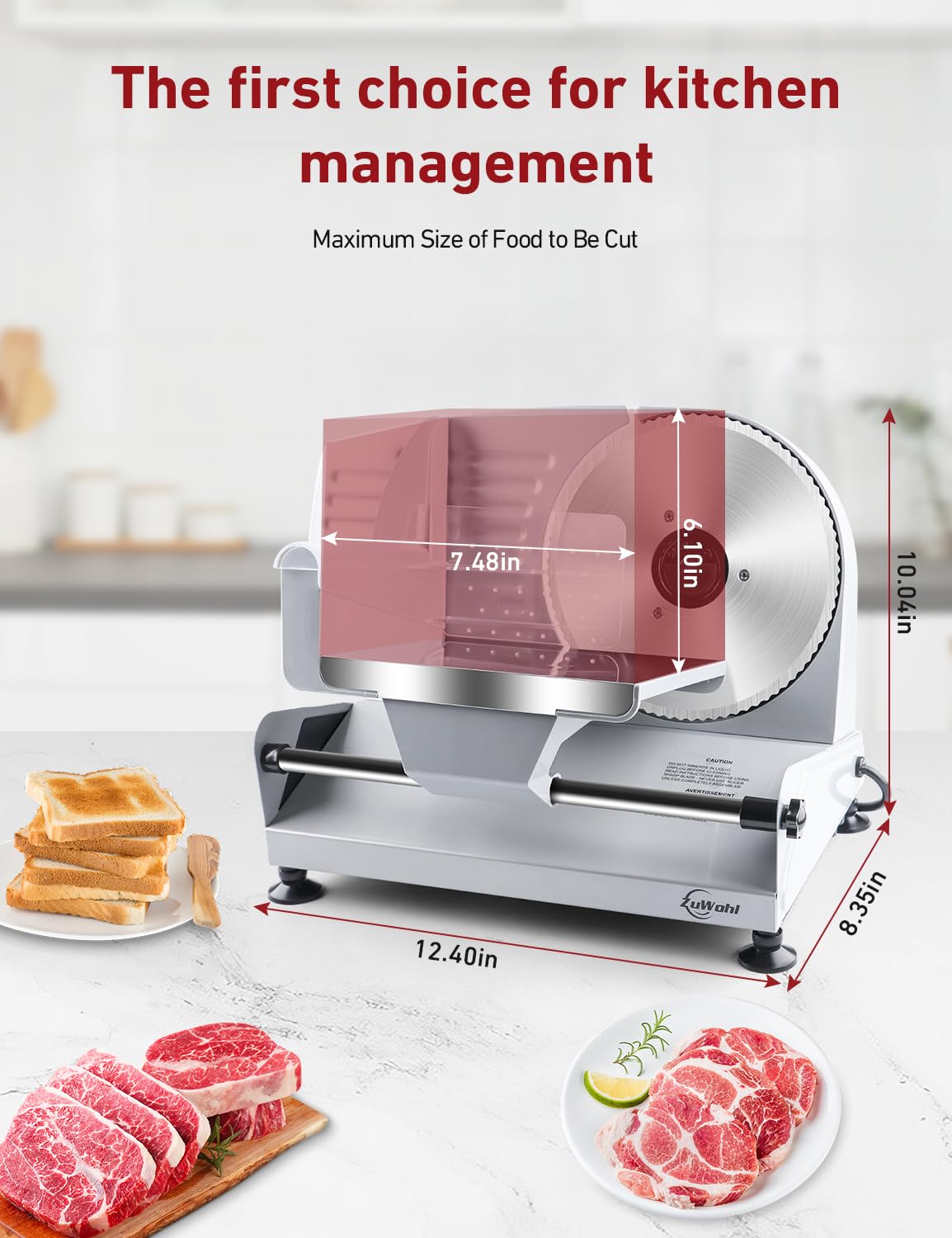 200Watt Elektrischer Allesschneider Edelstahl - Verstellbare Küchenmaschine 0 bis 15mm - 2 Klingen - Wurstschneidemaschine - Brotschneidemaschine, Schinkenschneider (200Watt+Silber+2Klingen)
