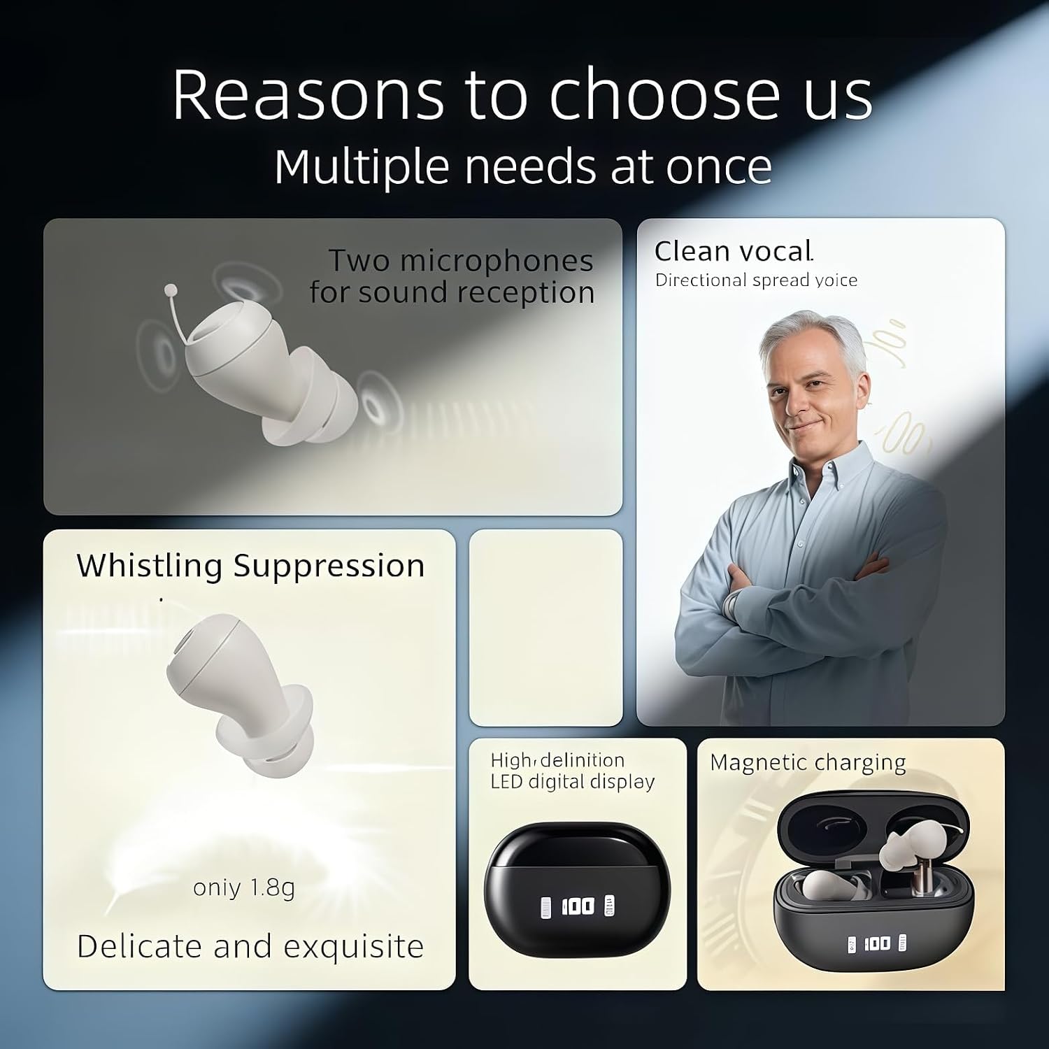 OTC Hearing Aids for Seniors, 1.8g Ultra-Light CIC Invisible, UV Cleaning Charging Case, 32-Channel DSP Noise Reduction, 120H Long Battery Life,3 Listening Modes,Easy One-Touch Operation
