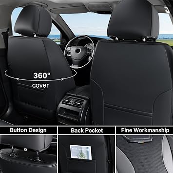 Coverado Car Seat Covers, Front Covers for Cars, Car Seat Cover Front Seats, Automotive Seat Cover, Waterproof, Leather Car Seat Cushion, Universal Interior Covers Seat Protectors for Most Cars