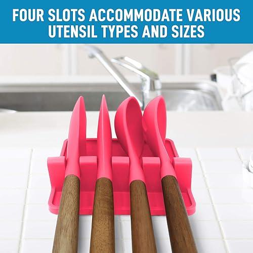 Miniatura 112 de Zulay - Soporte extragrande de silicona con bandeja antigoteo para múltiples utensilios de cocina, reposacucharas resistente al calor y sin BPA