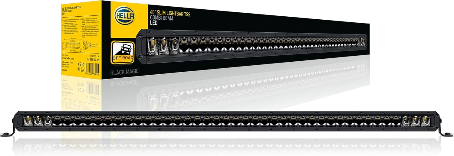 Hella Black Magic Tough 20 Inch Slim Curved LED Lightbar- Performance High Beam Off-Road Light for Pickup Trucks, ATV, SUV, 4x4, Jeep, Tractors / 358197501