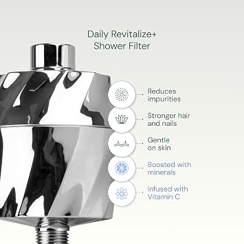 AquaBliss HD Revitalizing Shower Filter - Latest High Output Filtration. 2X Vitamin C, Minerals for Luscious Hair, Skin & Nails - KDF/CS/VC for Reduced Chlorine, Sediment & Metals - Chrome (SF400)