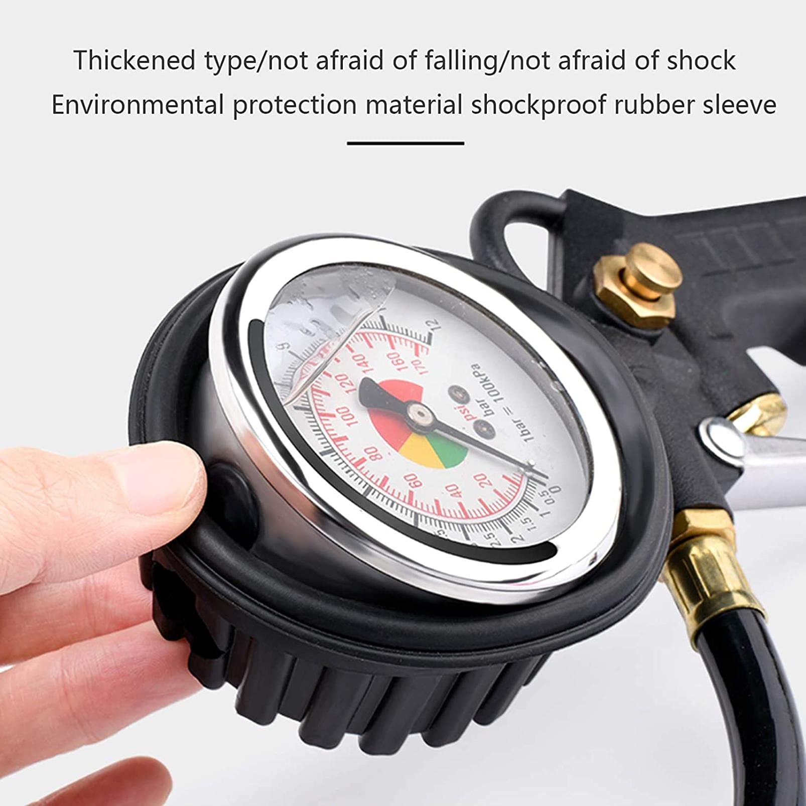 Manometro della pressione dell'aria della gomma della bici dell'automobile dell'automobile Gonfiatore della gomma Manometro pneumatico della pressione dei pneumatici Manometro del compressore (nero