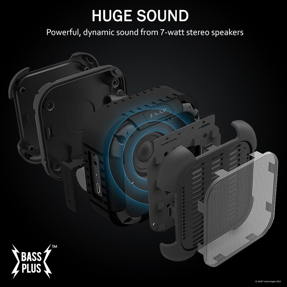 Zaap Aqua Boom Waterproof Shockproof Bluetooth Speaker With Built