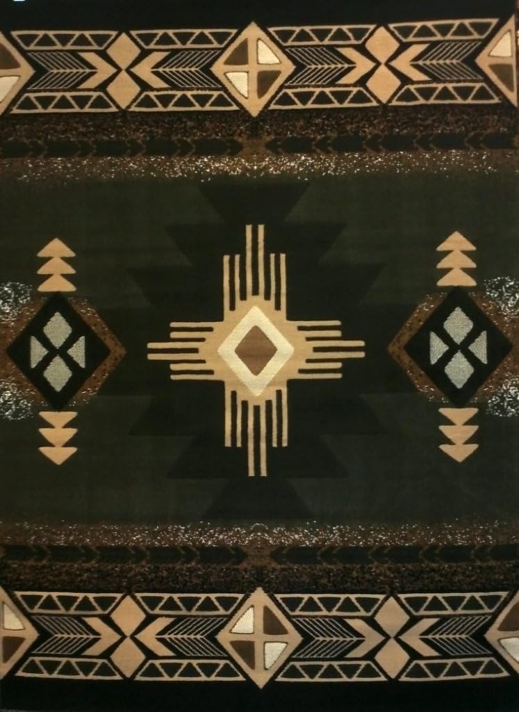 South West Native American Area Rug Design C318 Sage Green (5 Feet X 7 Feet)