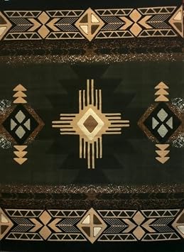 South West Native American Area Rug Design C318 Sage Green (5 Feet X 7 Feet)