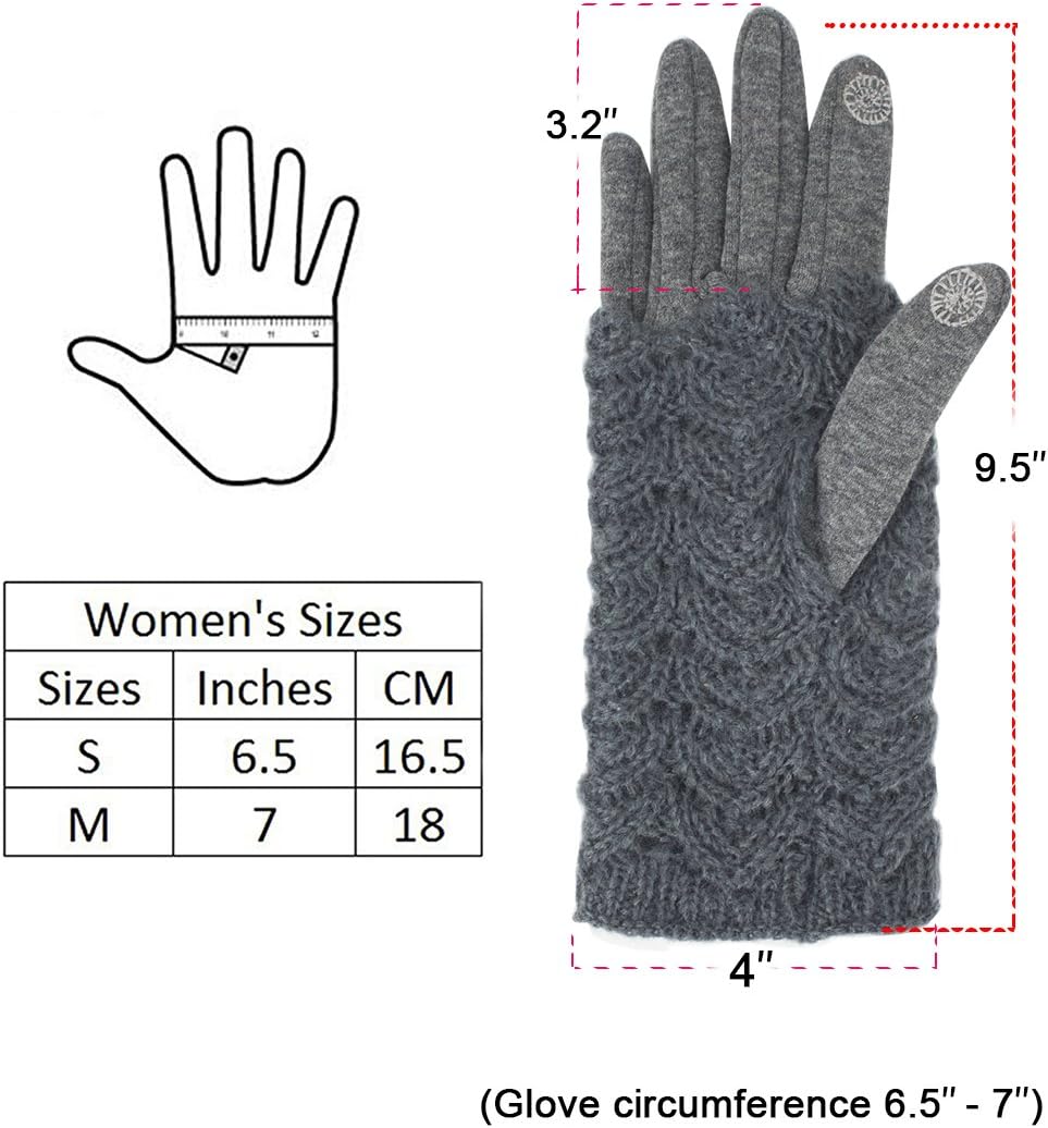 Ruffle Flower Wool Blend Touchscreen Gloves
