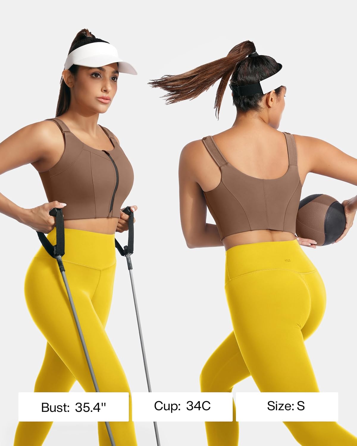 High Impact Sports Bra Zipper Front Adjustable Large Bust No Bounce Wireless Workout for Women Fitness Running image 2