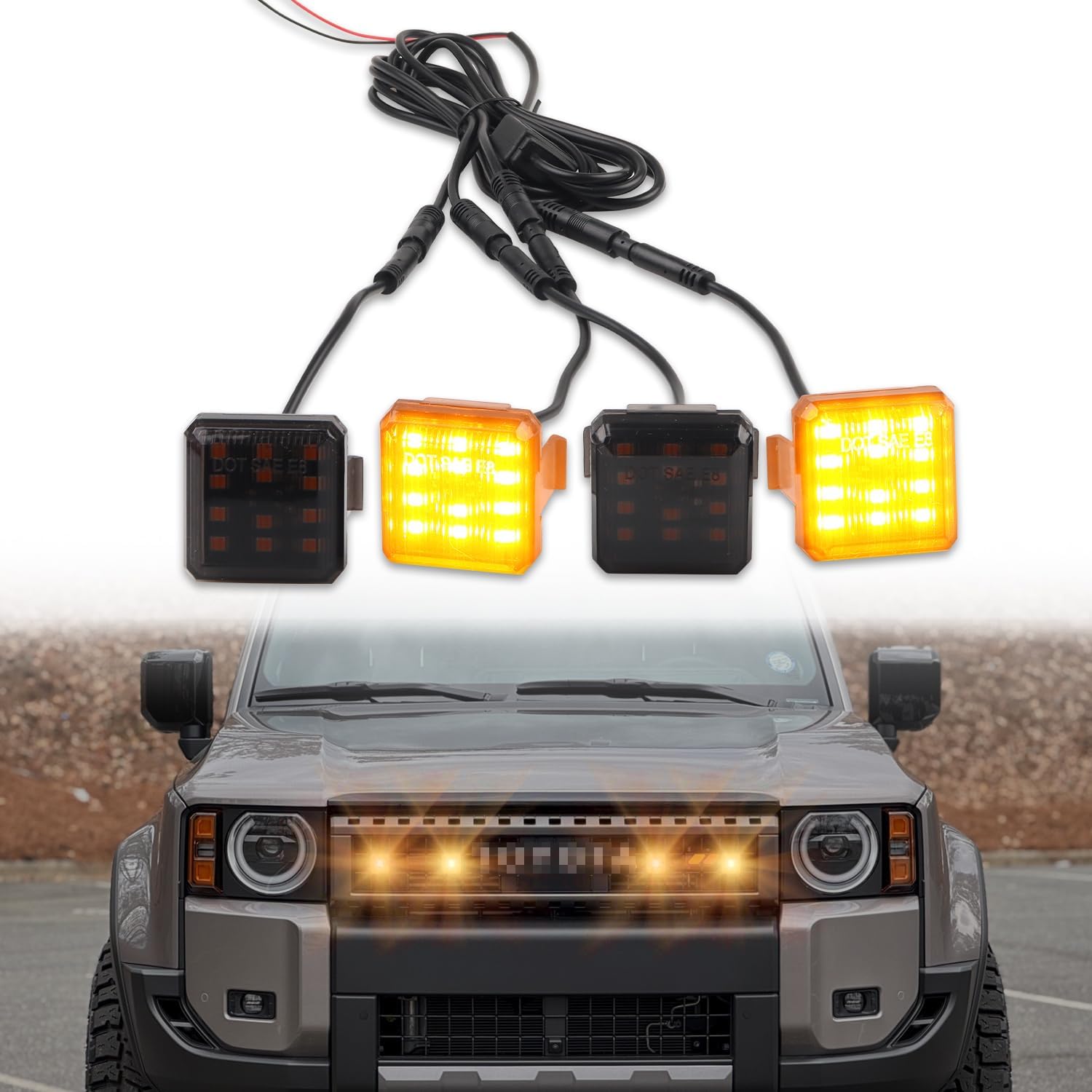 6 Pcs Grill Lights for 2024 2025 Toyo-ta Land Cruiser Prado LC250 J250, Toyo-ta Accessories LED Upgrade Grille Lights, White Lighting