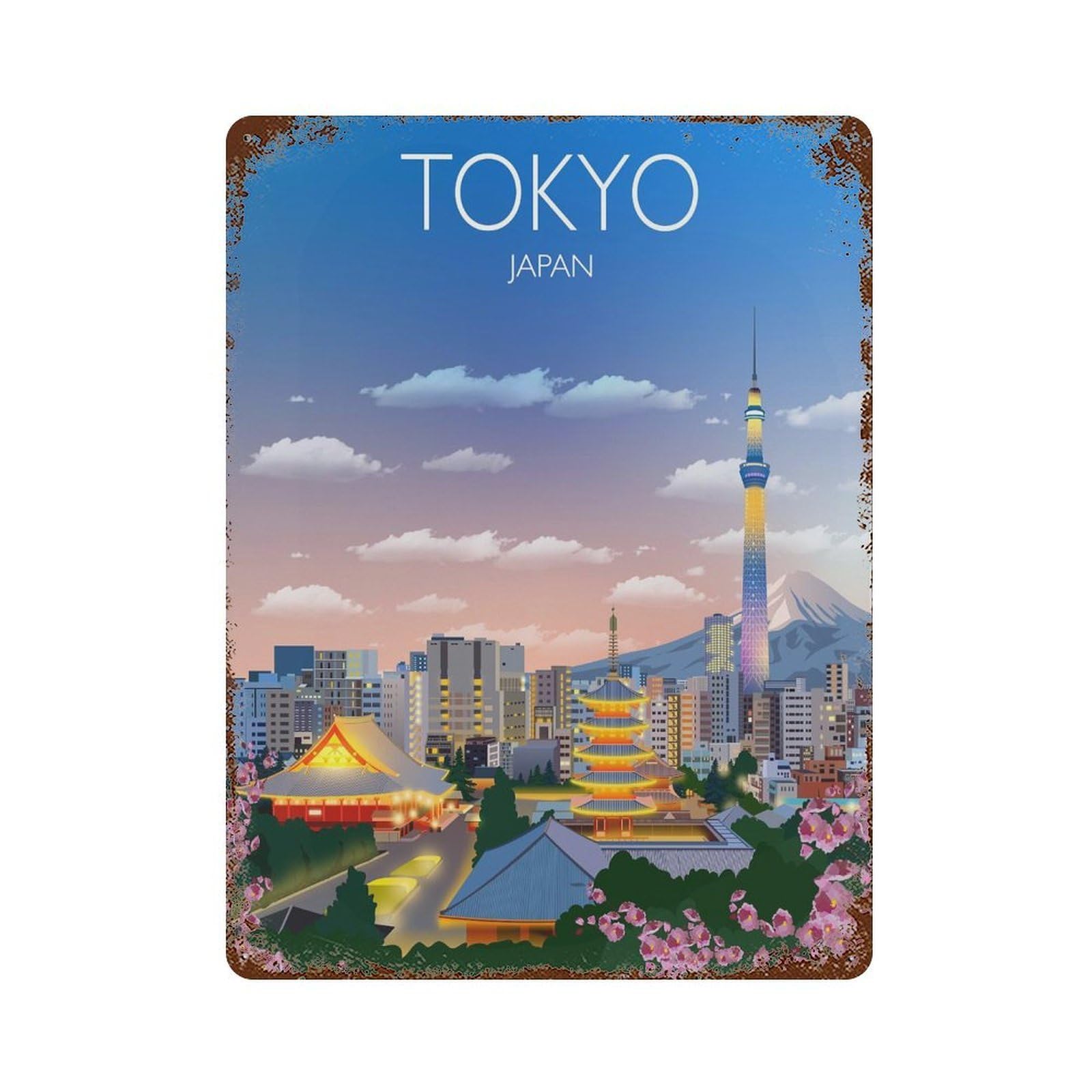 xiaoxiaoshen Travel of Tokyo City Japan Cityscape (2) Wall Decor Art Metal Tin Poster Modern Home Decor Art Home Bar Shop Decorations Vintage Sign 40x30cm