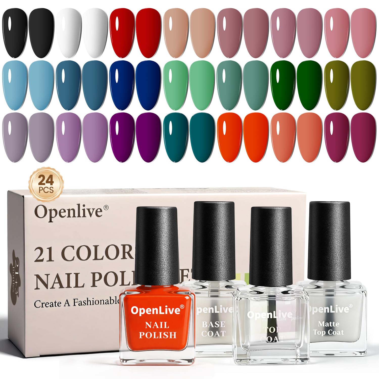 OpenLive Quick Dry Nail Polish Set - 24Pcs Gift Set
