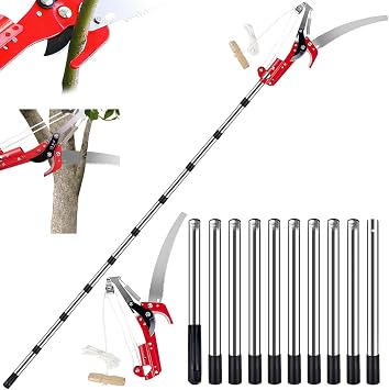 2 in 1 Telescopic Tree Loppers Long Reach,2.7ft-13ft Long Reach Tree Pruner
