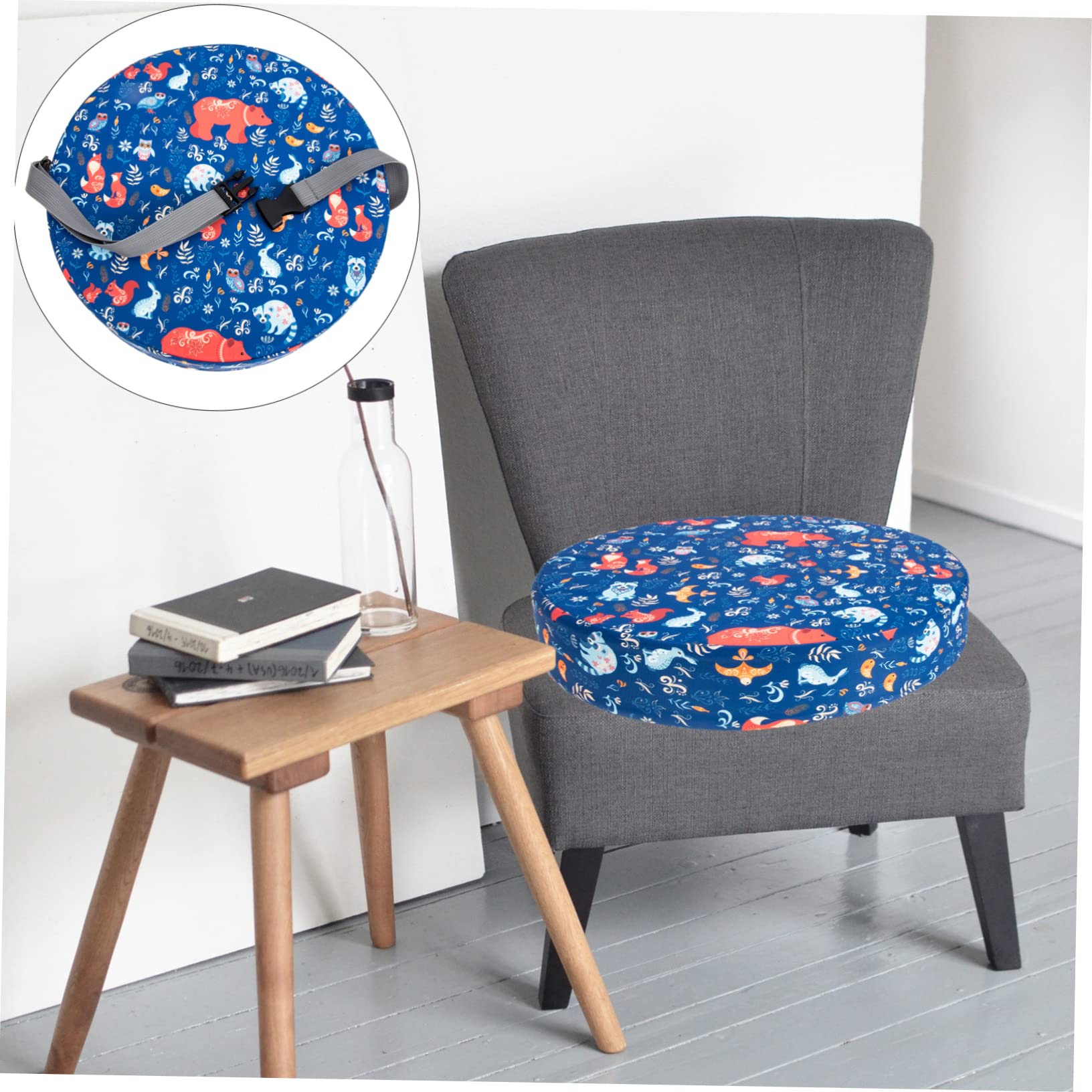 Gatuida Asiento Elevador Redondo para Niños Pequeños 34 Cm Diámetro X 8 Cm Grosor, Espuma de Alta Densidad, Tela Repelente al Agua, Silla Elevadora Portátil para Comedor Doméstico y Viaje