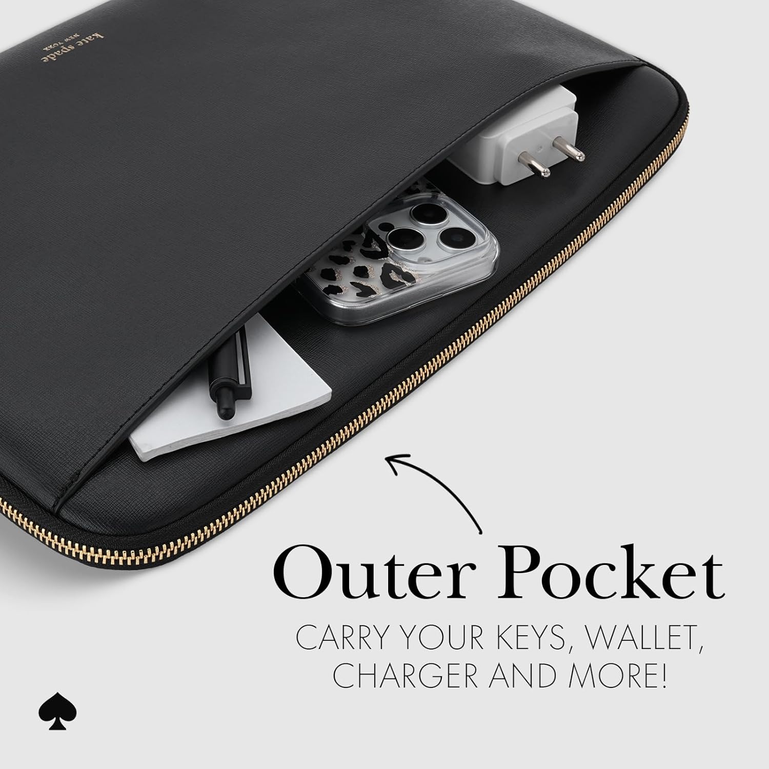 Kate Spade New York Saffiano Laptop Sleeve 16 Inch - Black - Compatible with All MacBook M Series Devices - Image 6