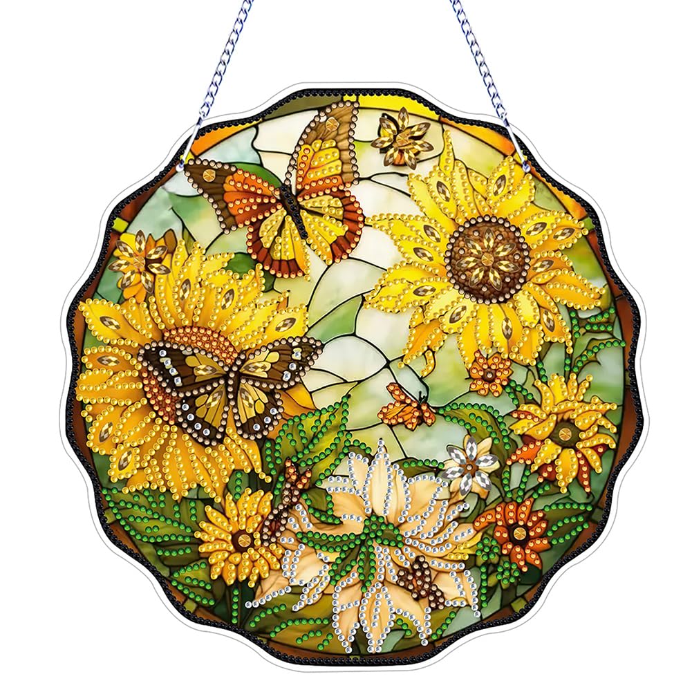 DIY Diamond Painting Anhänger Sonnenblumen – 5D Diamantbild Zum Selbermachen Mit Kette
