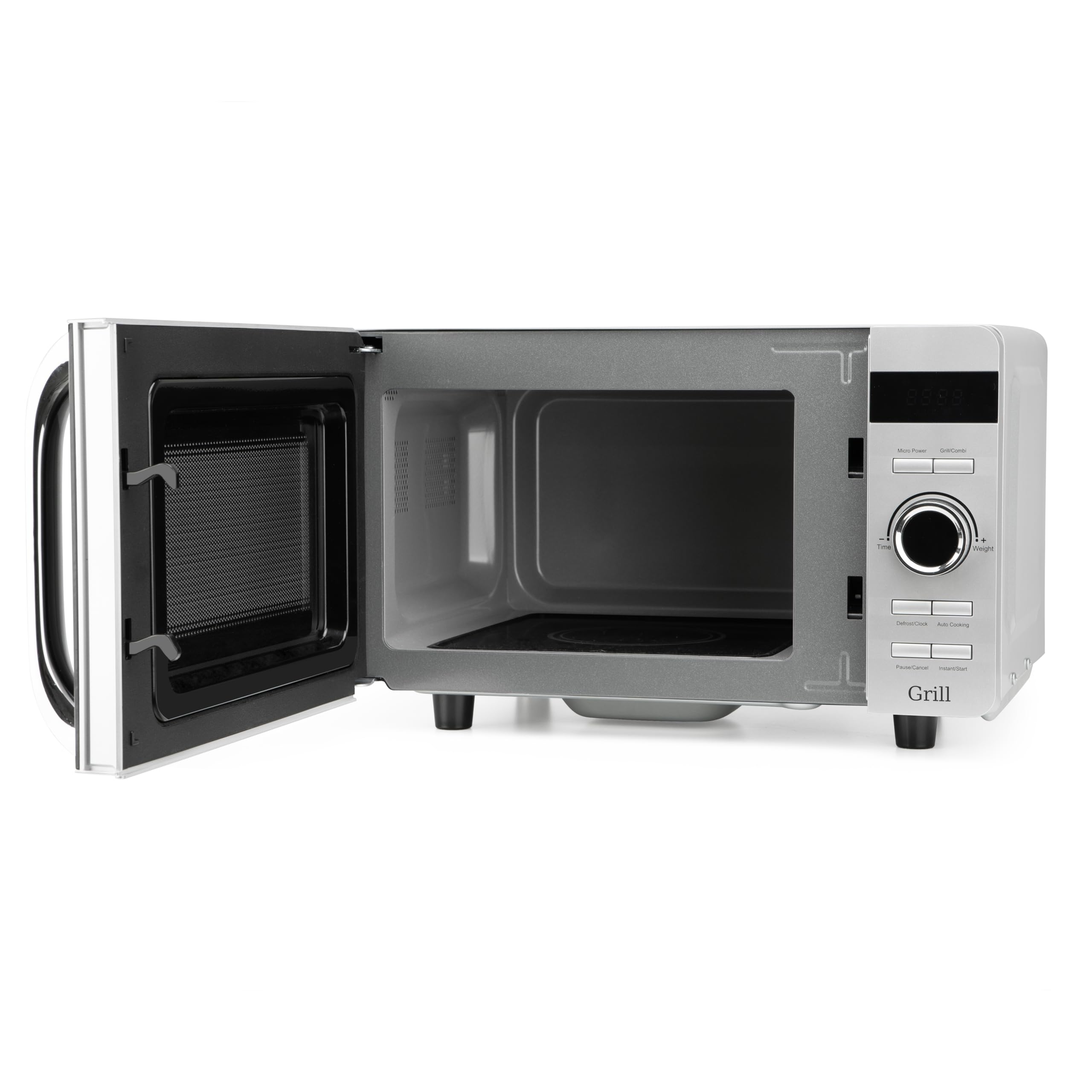 Orbegozo MIG 2052 Microondas Digital con Grill 20 Litros Base Lisa Sin Plato Giratorio Tecnología Flatbed Interior Cerámico Potencia 700W Grill 800W 8 Menús Pantalla LED
