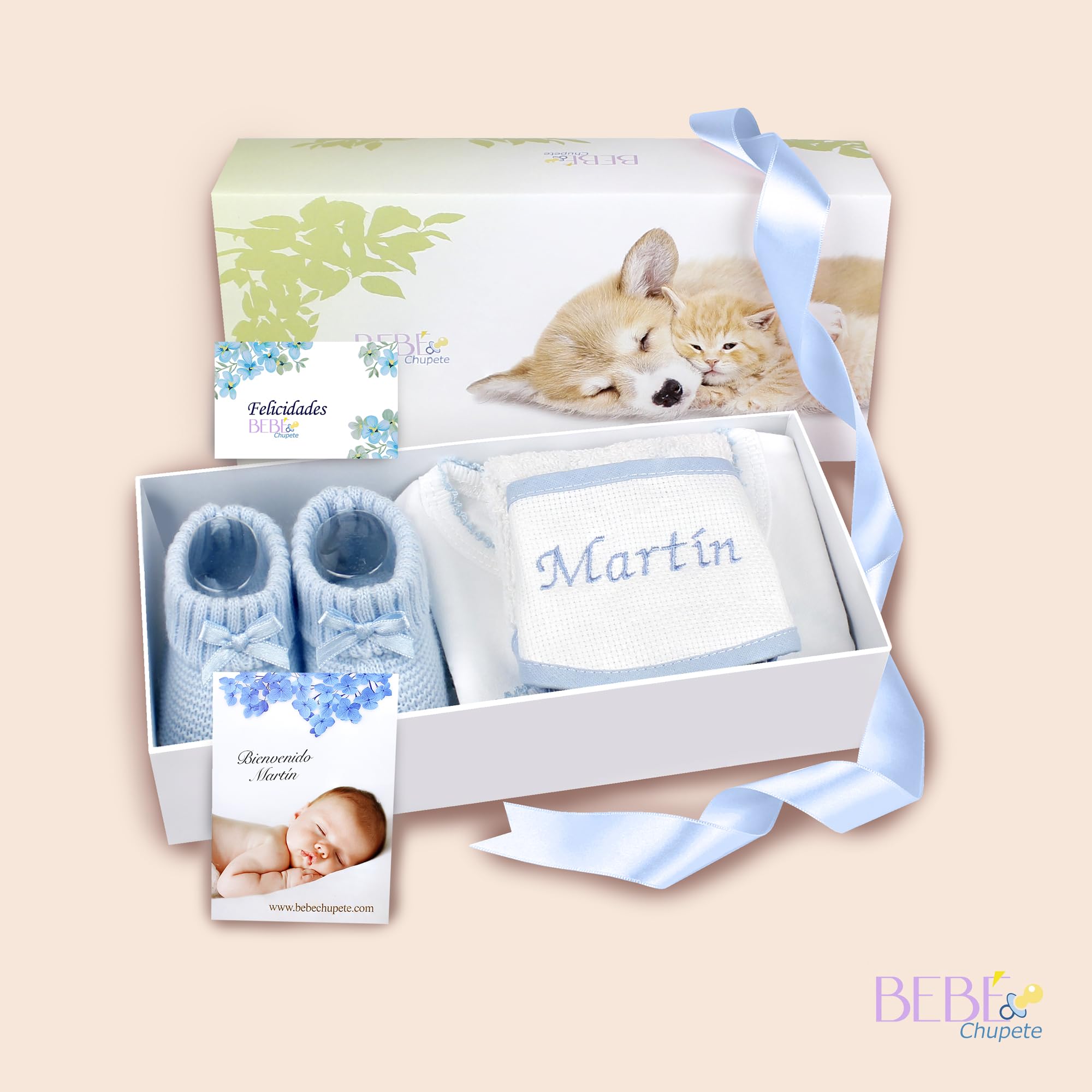 BEBÉCHUPETE Regalos bebes recien nacidos originales (Talla 0 a 3 meses) - Cosas para bebes recien nacidos - Regalo bebe recien nacido niña - Recien nacido niño - Canastilla bebe - Cestas bebe (Azul)