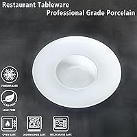 Vista 3 de cuencos de sopa con borde de cerámica, 5.1 oz, blancos de 8.5 pulgadas, juego de 4 platos pequeños exquisitos para sopa, platos para pasta con borde