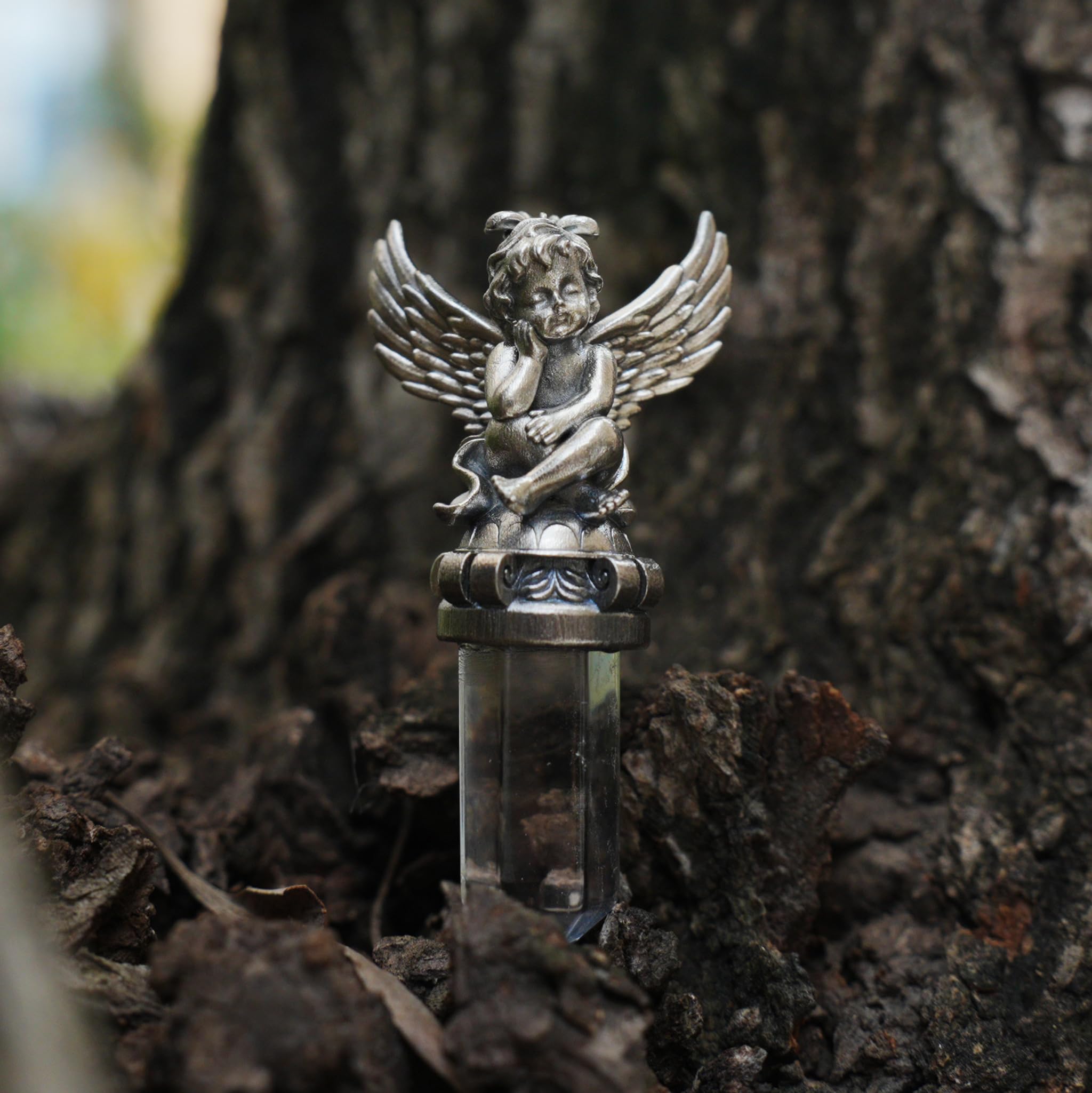 Generisch 925 Sterling Silber Engel Anhänger mit Bergkristall 4,5 x 2 cm 16 g Unisex Schutzengel Talisman transparenter Edelstein Schmuck Geschenk für Damen und Herren