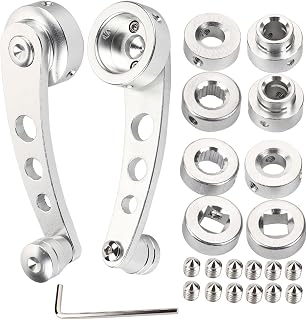 Window Handle Mounting Kit, Pack of 2 Alloy Car Window Handle Riser Winder Crank Replacement Winder Crank Handle Fit for Classic Car, Fit for Classic Car (Silver)