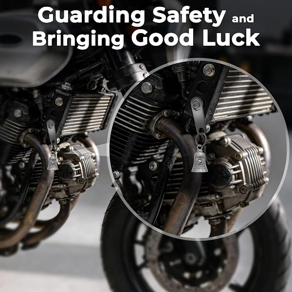 Guardian Porte-clés pour moto sonnette de cavalier pour motard Chance Farfadet Cloches pour motards avec 2 crochets de suspension Porte-clés anneau Accessoires - 4