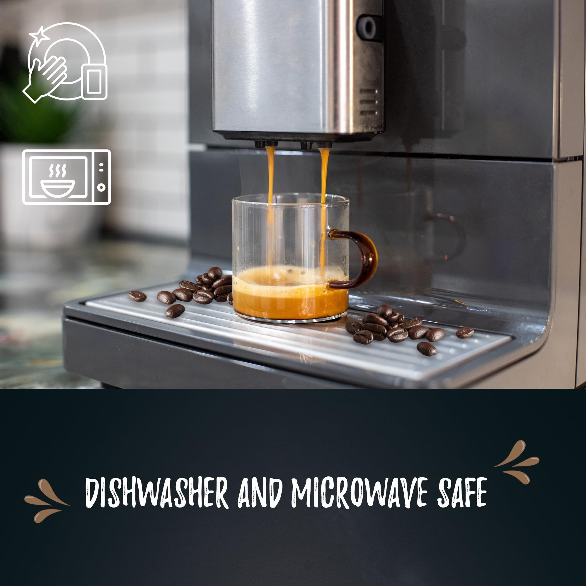 Przezroczyste kubki do espresso z kolorowymi uchwytami, zestaw 6 sztuk, 120 ml, kubki ze szkła borokrzemowego do cappuccino, herbaty, latte i gorących napojów, mini kubki do picia - nadają się