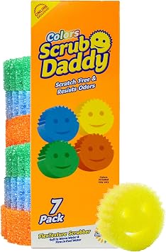 Scrub Daddy Scratch-Free Multipurpose Kitchen Sponges - Bulk Dish Sponges for Kitchen, Bathroom, Household Cleaning & More - Made with BPA-Free Polymer Foam 7 Count