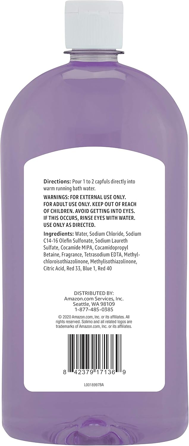 Amazon Brand - Solimo Lavender Bubble Bath, 32 Fluid Ounce (Pack of 4)
