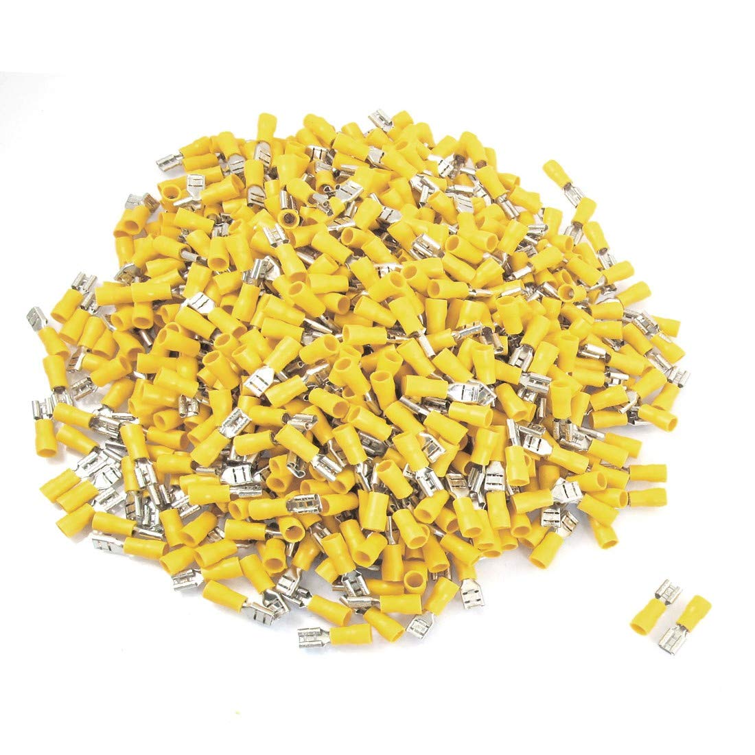New Lon0167 1000 Pcs Featured Yellow PVC Sleeve reliable efficacy Insulating Spade Crimp Terminal Connector for 12-10 AWG(id:449 e3 B-c b10)