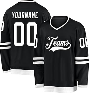Custom Name Team Name Number Royal White Hockey Jersey, Personalized Team V-Neck Sports Hockey Jersey for Men Women Youth