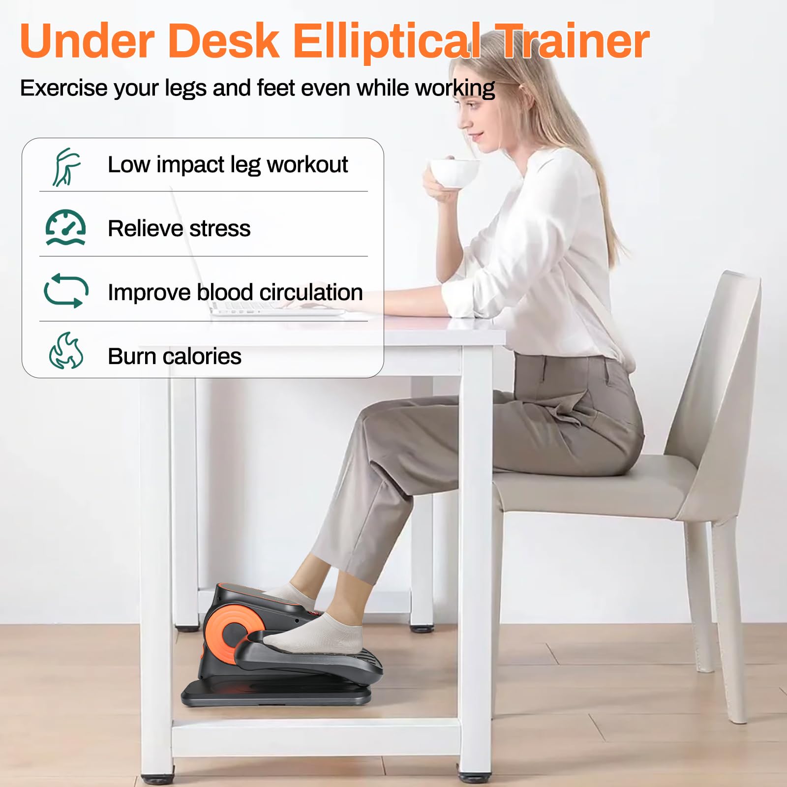 Mini Ellipsentrainer Untertisch Elektrischer Crosstrainer mit Fernbedienung Adjustable Speed Stepper