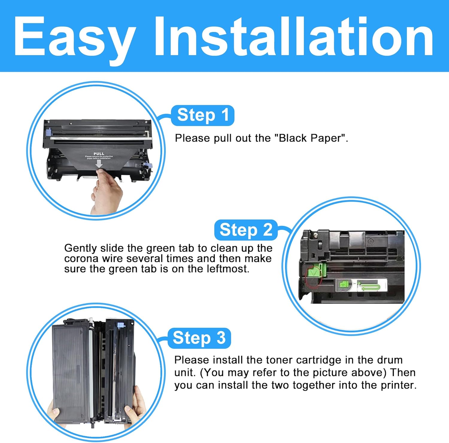 LCL DR400 Black Drum Unit Replacment for Brother DR400 DR-400 DR510 DR-510 for IntelliFax 4100e 4750e 5750e HL-1240 HL-1250 MFC-8300 DCP-1200 HL-5140 HL-5170DN MFC-8220 MFC-8440D Printer (1-Pack)