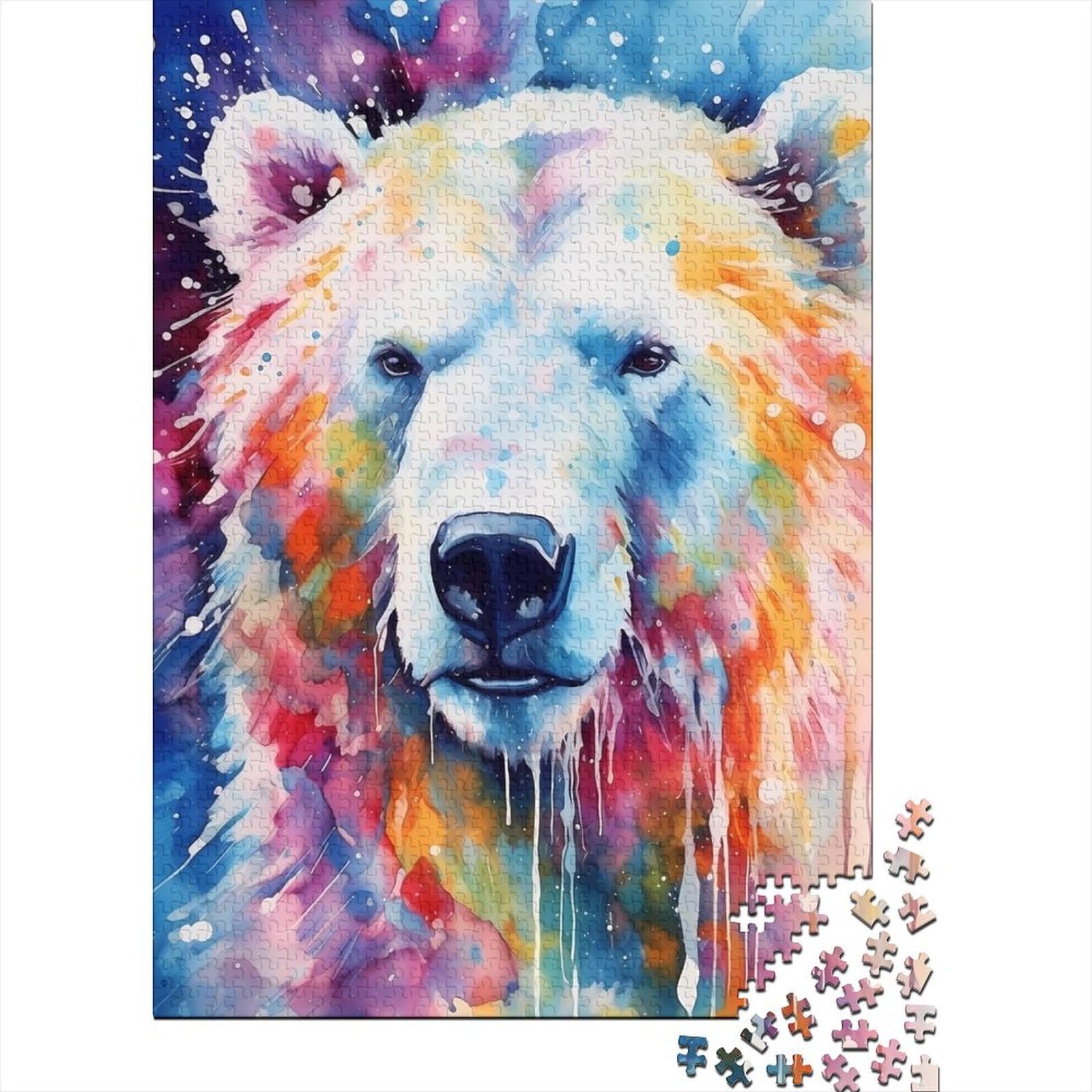 1000 Piece Polar Bear Watercolor Creative Square Jigsaw Puzzles for Adults And Wooden Puzzles Toy Intellectual Game 1000pcs (75x50cm)