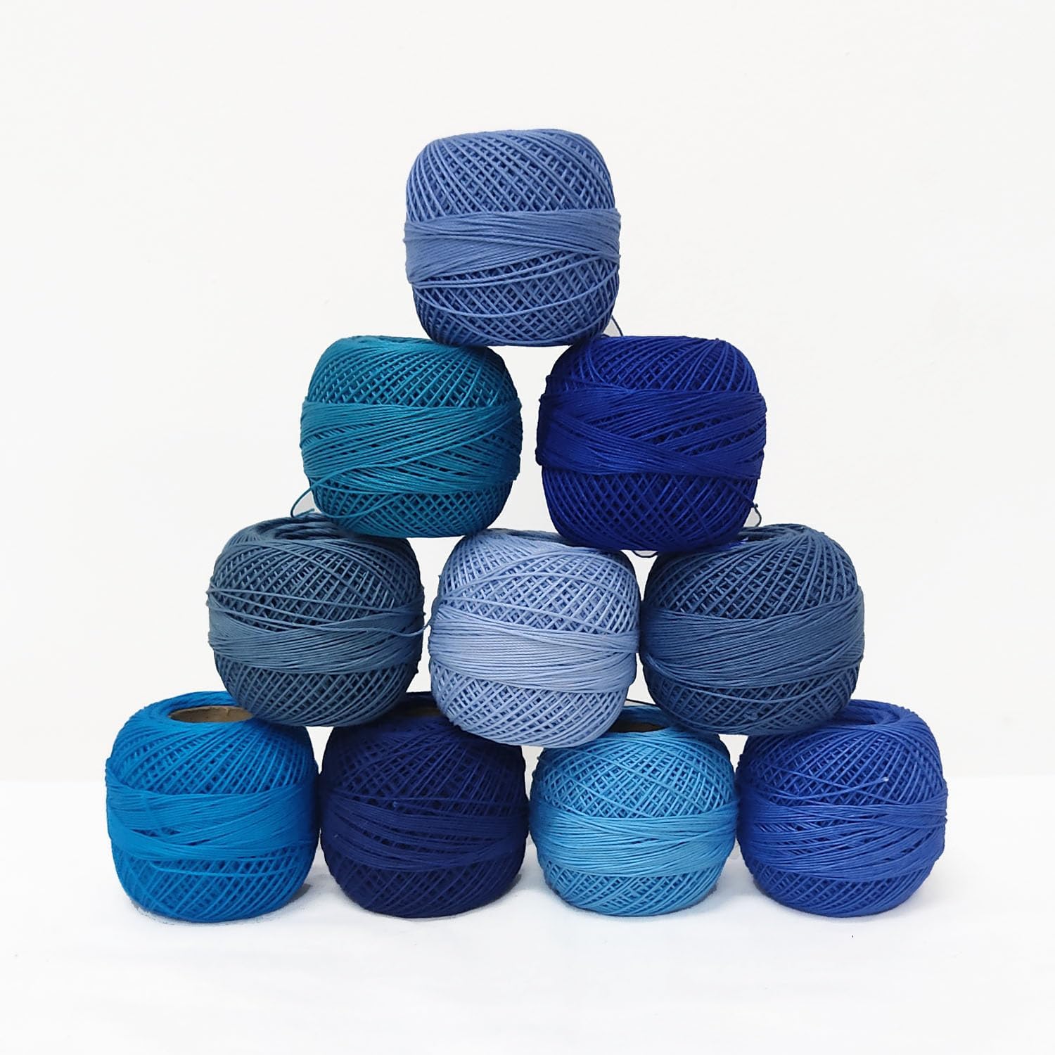 Blue Cotton Crochet Thread Knitting Mercerized Embroidery 10 Pcs Yarn Cross Stitch Tatting Doilies Skeins Lacey Craft
