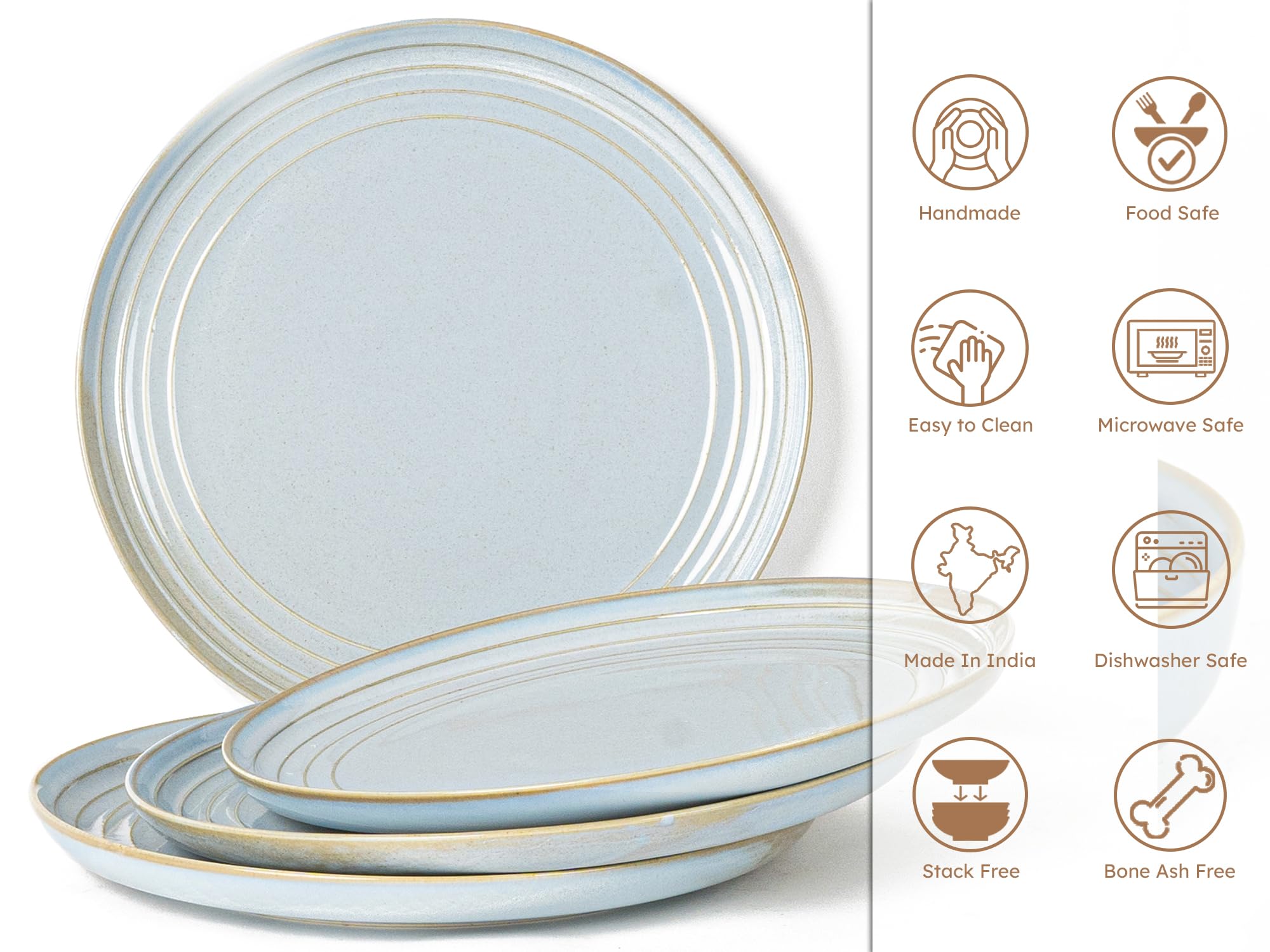 Bodhi House Arctic Blue Dinner Plates - Set of 4 -5