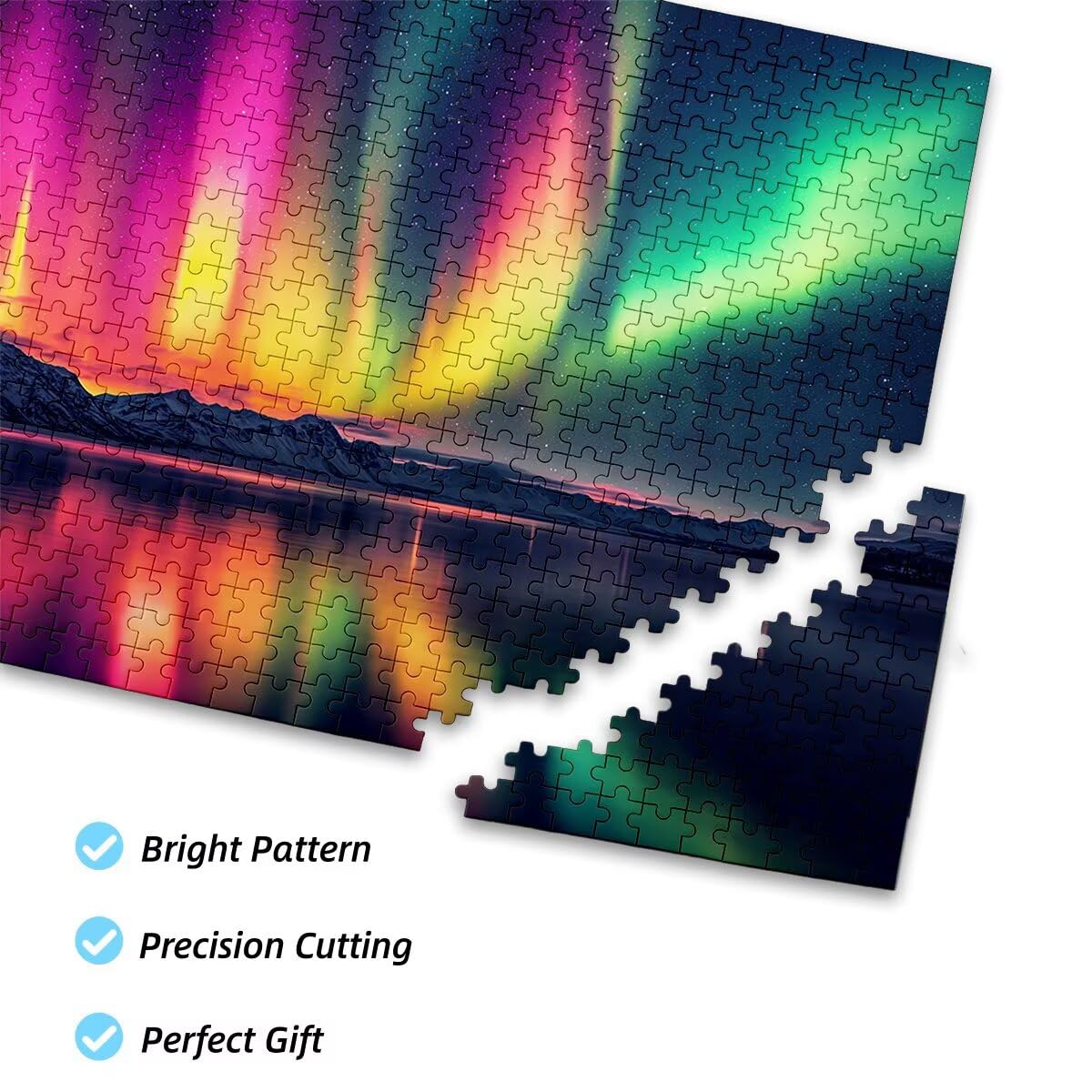 Puzzle 1500 elementów, krajobraz, drewniane puzzle dla dorosłych, Aurora, puzzle dla dorosłych, 87 x 57 cm, Impossible Classic Jigsaw gra zręcznościowa dla całej rodziny, przyjaciół, jako prezent