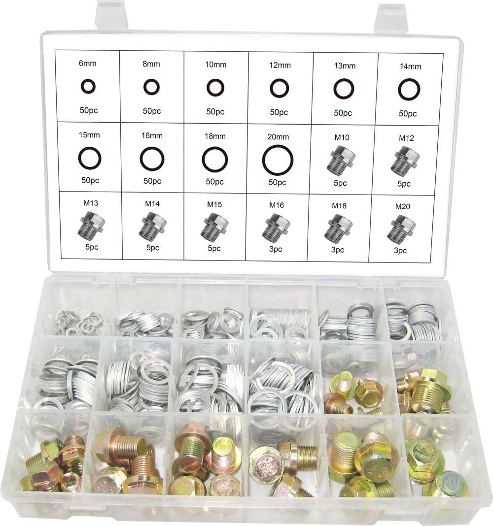 Swordfish 30231 534pc Oil Drain Plug Screw and Aluminium O Ring Gasket and Washer Set