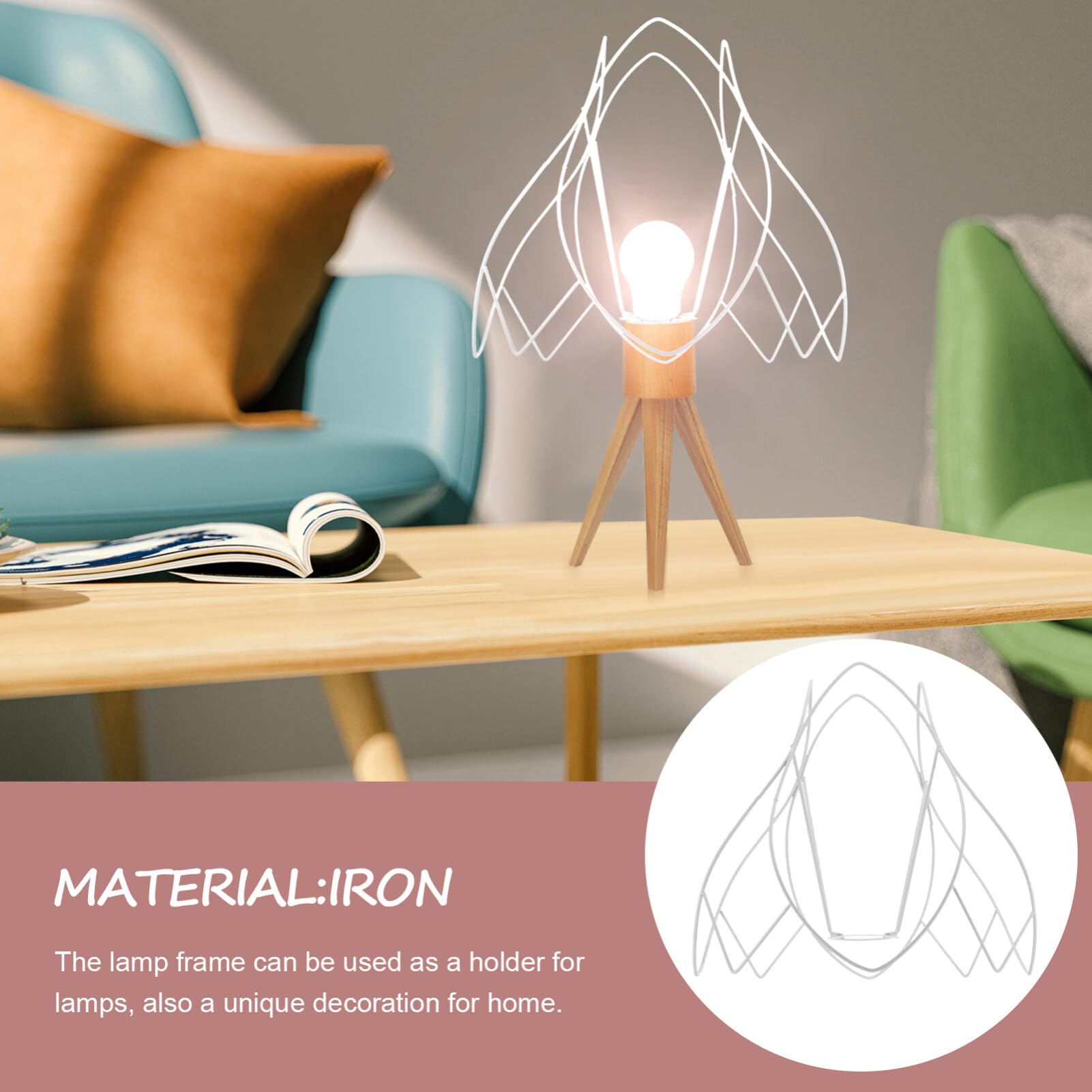 KONTONTY Cornice per Paralume in Ferro E27, Anello Portalampada Smontabile per Lampada da Tavolo e Lampadario, Struttura Fai da Te Versatile per Paralumi Clip, 38 Cm, Design Elegante