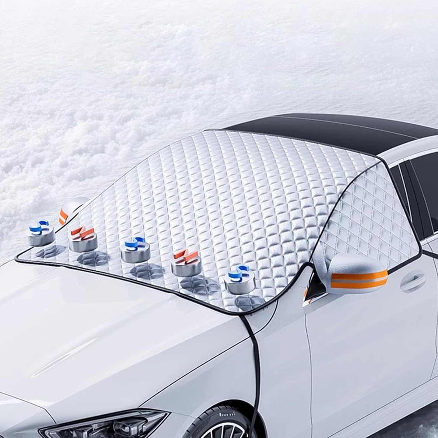 Windshield Cover for Ice and Snow, Large Magnetic Car Windshield Frost Cover with Side Window and Mirror Protector in Winter for Mercedes-Benz EQE 2022-2025