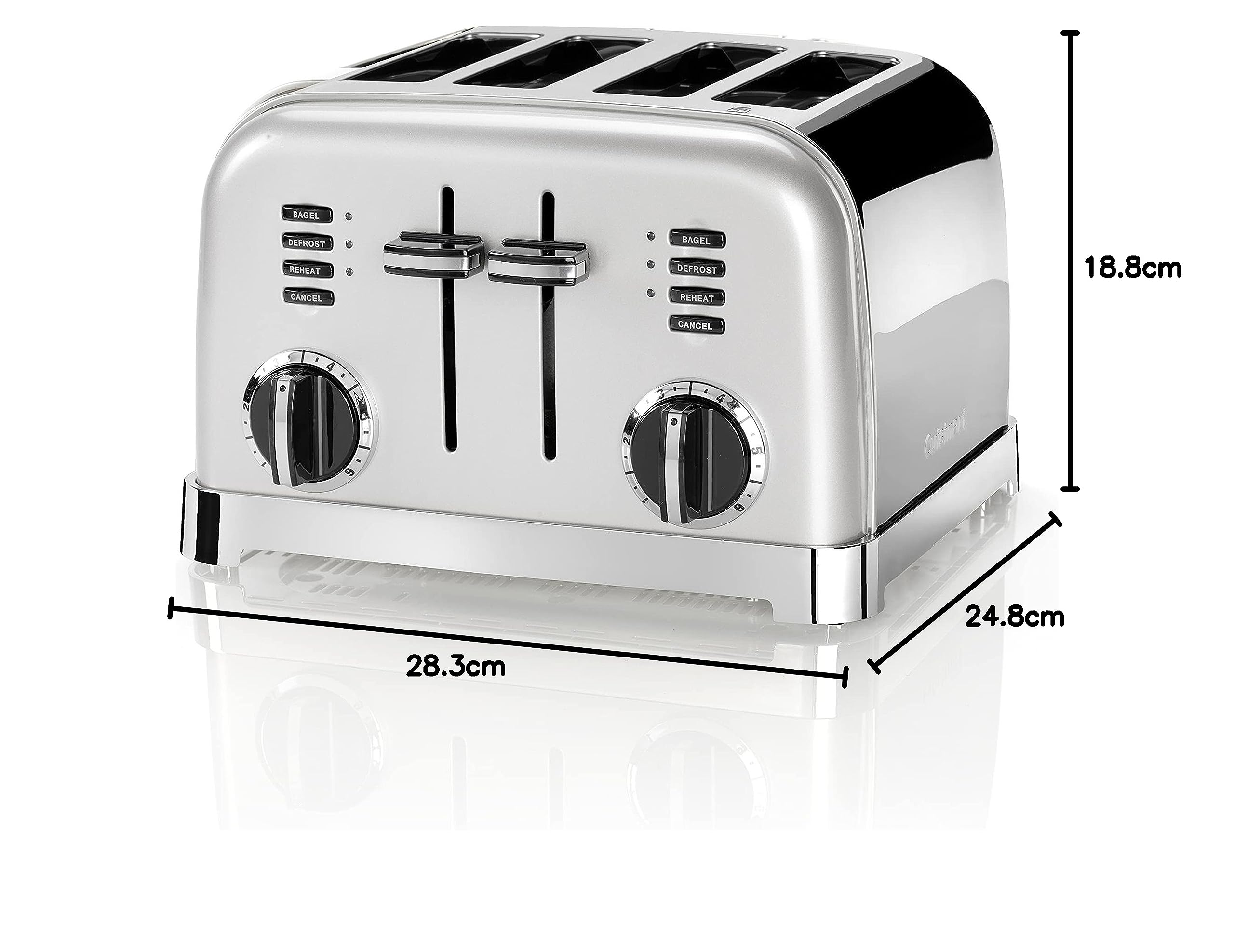 Cuisinart 4-kromkowy toster | szerokie rowki, idealne do grubego chleba i pączków, 6 poziomów opiekania oraz rozmrażania, wysoka dźwignia podnosząca, dostępny czajnik pasujący | perła
