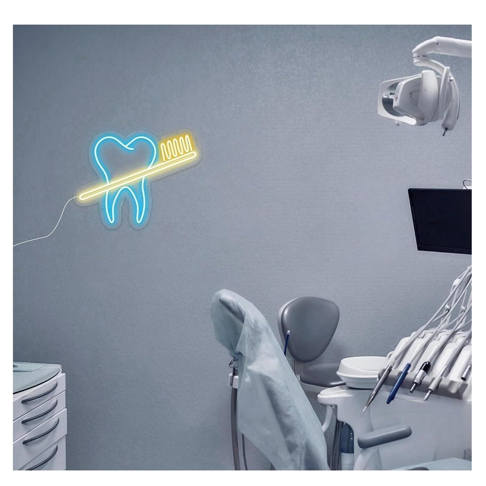 Zynther Neon lamp Soothing Ambiance Toothbrush Neon Sign Light Powered by Adjustable Brightness Lights(B)