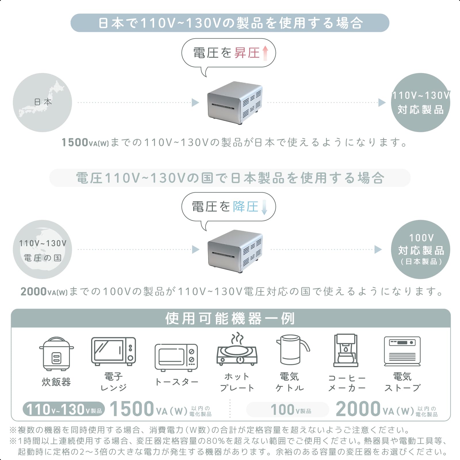 Amazon.co.jp: カシムラ 海外国内用 変圧器 AC 110V ～ 130V