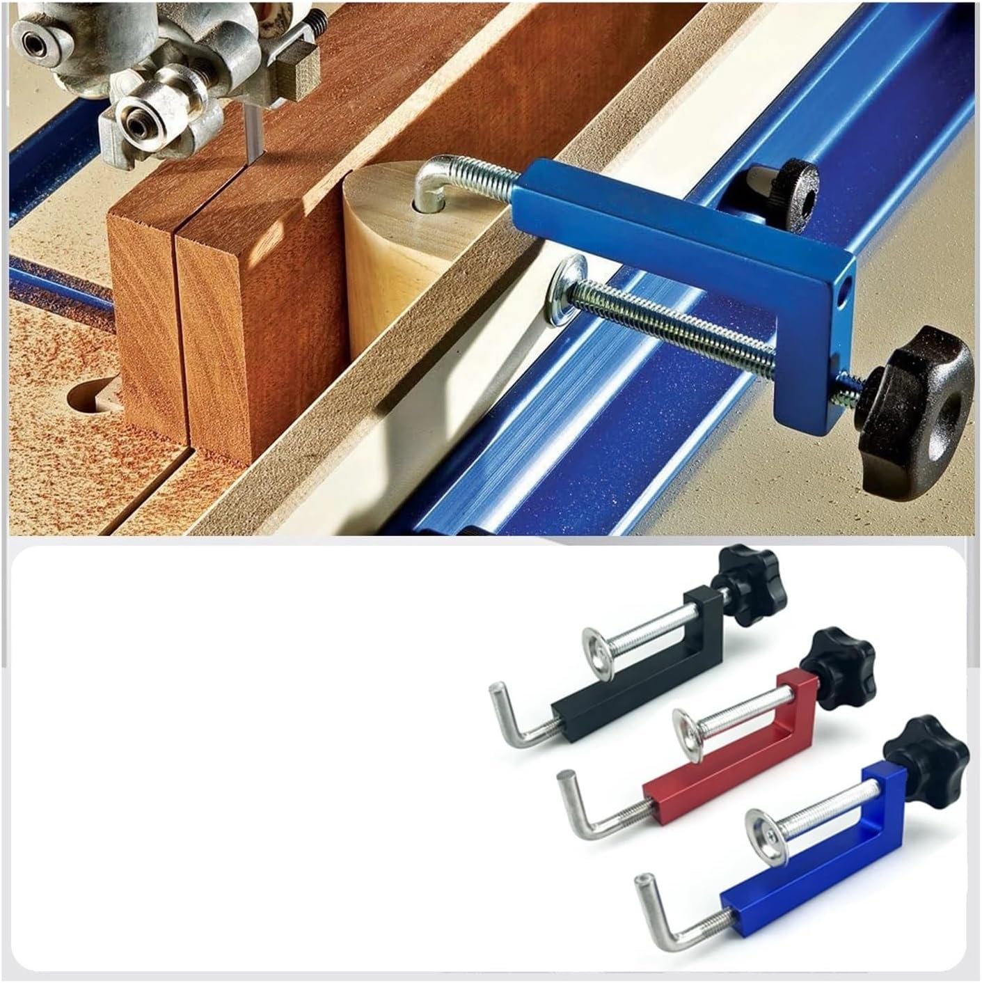 Universal Fence Clamps 360 Rotating Adjustable Fixed G Fast Clamp Woodworking Tools(2 Pcs red)