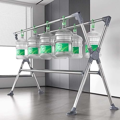 Miniatura 7 de Soporte de lavandería de acero inoxidable, plegable, resistente, longitud ajustable, perchero, estante para ropa sucia, estante de secado de