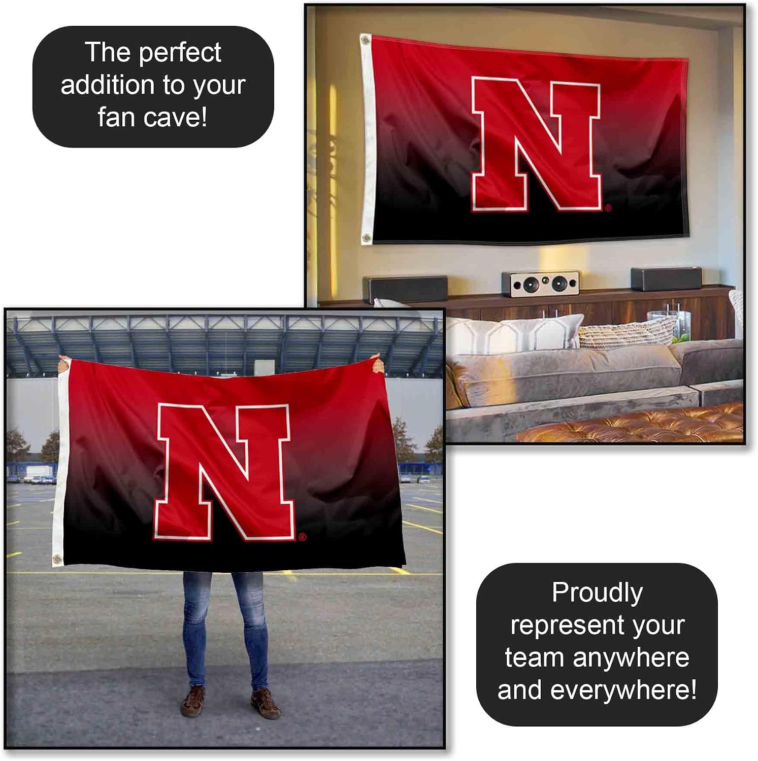 College Flags & Banners Co. Nebraska Cornhuskers Two Tone Gradient Flag