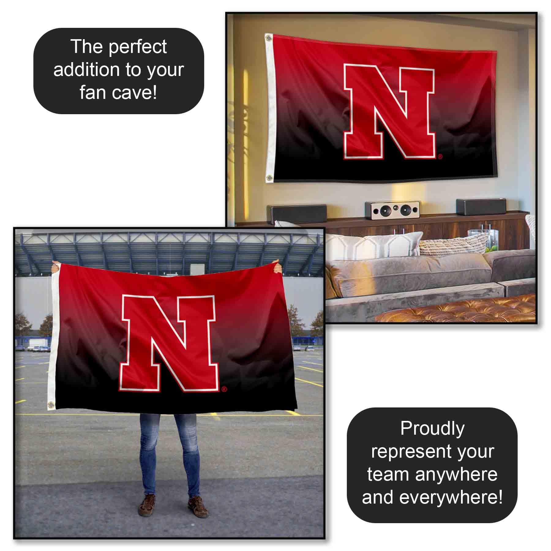 Nebraska Cornhuskers Patriotic Flag - 3x5 Ft Polyester, Officially Licensed, Double-Sided Print